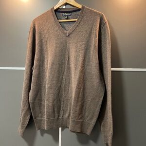 Club Room Merino Wool Blend Brown V-Neck Sweater Small